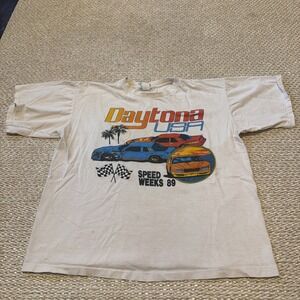 Vintage 1989 Daytona USA Speedway Speed NASCAR T Shirt. Single Stitch. XL